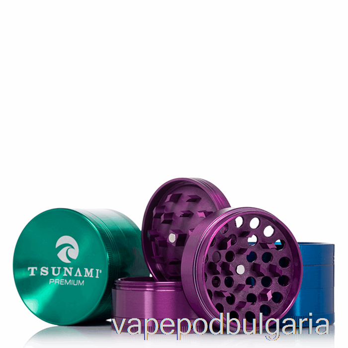 Vape Течности Tsunami 2.4inch 4-piece Sunken Top Grinder Rainbow (63mm)